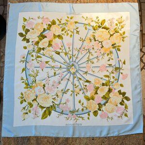 Vintage Hermes Romantique Silk Scarf by Maurice Tranchant Blue and Pink
